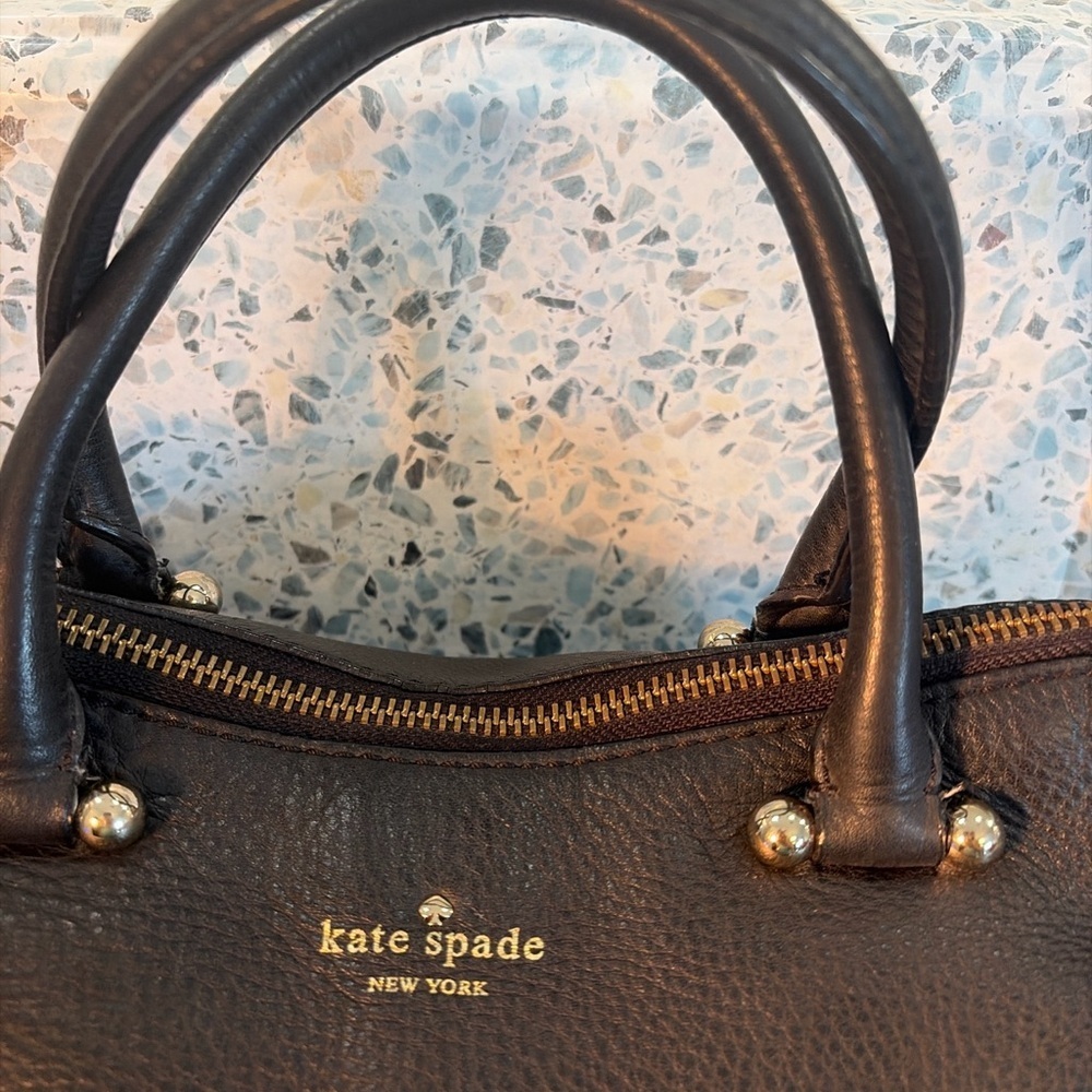 Kate Spade Black Pebbled Leather Satchel Crossbody Bag Gold Hardware - Picture 3 of 10